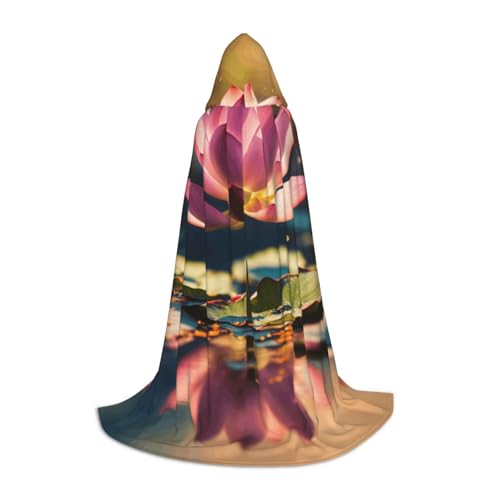 LEVNDIEJ Kapuzenumhang mit Lotusblumen, rosa Druck, für Damen und Herren, Mittelalter-Kostüm, Umhang für Halloween, Maskerade, Cosplay, Schwarz, Small LEVNDIEJ Kapuzenumhang mit Lotusblumen, rosa Druck, für Damen und Herren, Mittelalter-Kostüm, Umhang für Halloween, Maskerade, Cosplay, Schwarz, Small von LEVNDIEJ