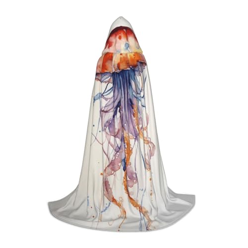 LEVNDIEJ Kapuzenumhang mit Quallenmuster für Damen und Herren, Mittelalter-Kostüm, Umhang für Halloween, Maskerade, Cosplay, Schwarz, Large LEVNDIEJ Kapuzenumhang mit Quallenmuster für Damen und Herren, Mittelalter-Kostüm, Umhang für Halloween, Maskerade, Cosplay, Schwarz, Large von LEVNDIEJ