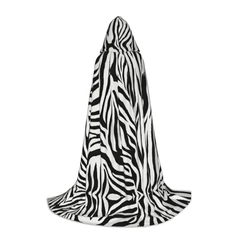 LEVNDIEJ Kapuzenumhang mit Zebramuster für Damen und Herren, Mittelalter-Kostüm, Umhang für Halloween, Maskerade, Cosplay, Schwarz, Small von LEVNDIEJ