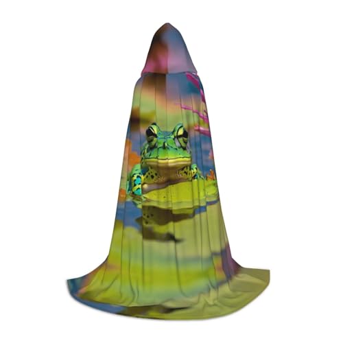 LEVNDIEJ Kapuzenumhang mit süßem Froschdruck für Damen und Herren, Mittelalter-Kostüm, Umhang für Halloween, Maskerade, Cosplay, Schwarz, Small LEVNDIEJ Kapuzenumhang mit süßem Froschdruck für Damen und Herren, Mittelalter-Kostüm, Umhang für Halloween, Maskerade, Cosplay, Schwarz, Small von LEVNDIEJ