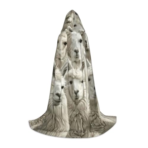 LEVNDIEJ Kapuzenumhang mit süßem Lama-Druck für Damen und Herren, Mittelalter-Kostüm, Umhang für Halloween, Maskerade, Cosplay, Schwarz, Small LEVNDIEJ Kapuzenumhang mit süßem Lama-Druck für Damen und Herren, Mittelalter-Kostüm, Umhang für Halloween, Maskerade, Cosplay, Schwarz, Small von LEVNDIEJ