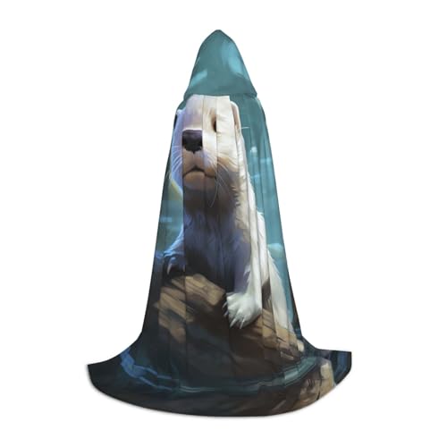 LEVNDIEJ Kapuzenumhang mit weißem Otter-Druck, für Damen und Herren, Mittelalter-Kostüm, Umhang für Halloween, Maskerade, Cosplay, Schwarz, Large LEVNDIEJ Kapuzenumhang mit weißem Otter-Druck, für Damen und Herren, Mittelalter-Kostüm, Umhang für Halloween, Maskerade, Cosplay, Schwarz, Large von LEVNDIEJ