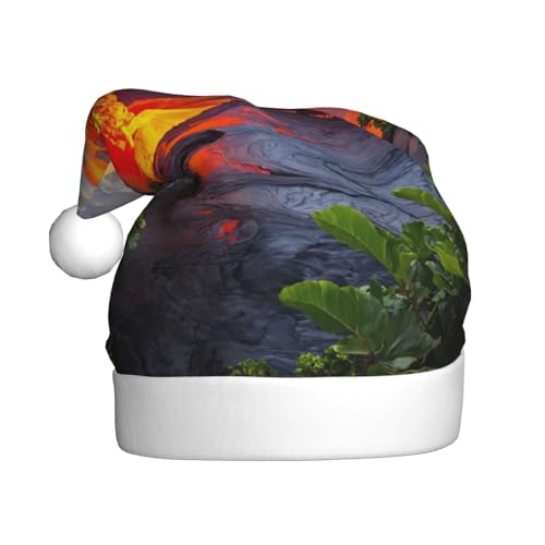 LEVNDIEJ Kilauea Volcanos Weihnachtsmannmütze, Erwachsene, Weihnachtsmütze, Urlaub für Unisex, Weihnachtsmütze für Neujahrsparty von LEVNDIEJ