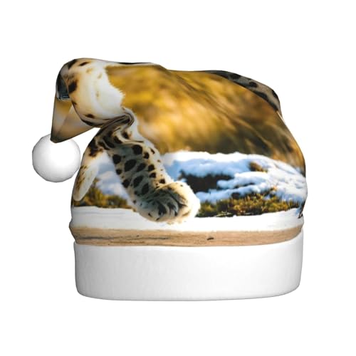 LEVNDIEJ Leoparden-Weihnachtsmannmütze, Erwachsene, Weihnachtsmütze, Urlaub für Unisex, Weihnachtsmütze für Neujahr, festliche Party von LEVNDIEJ