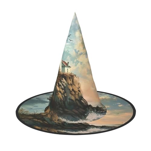 LEVNDIEJ Leuchtturm Hintergrund Druck Halloween Hexenhut Hexenkostüm Frauen Cosplay Party Zauberer Hut Zubehör für Frauen LEVNDIEJ Leuchtturm Hintergrund Druck Halloween Hexenhut Hexenkostüm Frauen Cosplay Party Zauberer Hut Zubehör für Frauen von LEVNDIEJ