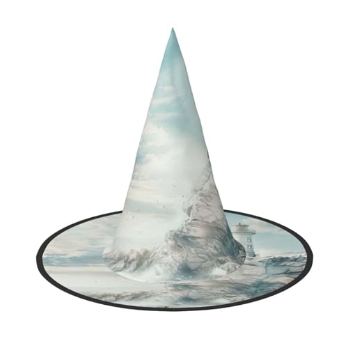 LEVNDIEJ Leuchtturm Hintergrund Druck Halloween Hexenhut Hexenkostüm Frauen Cosplay Party Zauberer Hut Zubehör für Frauen LEVNDIEJ Leuchtturm Hintergrund Druck Halloween Hexenhut Hexenkostüm Frauen Cosplay Party Zauberer Hut Zubehör für Frauen von LEVNDIEJ