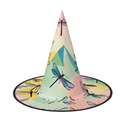 LEVNDIEJ Libellen-Druck, Halloween, Hexenhut, Hexenkostüm, Damen, Cosplay, Party, Zaubererhut, Zubehör für Frauen LEVNDIEJ Libellen-Druck, Halloween, Hexenhut, Hexenkostüm, Damen, Cosplay, Party, Zaubererhut, Zubehör für Frauen von LEVNDIEJ