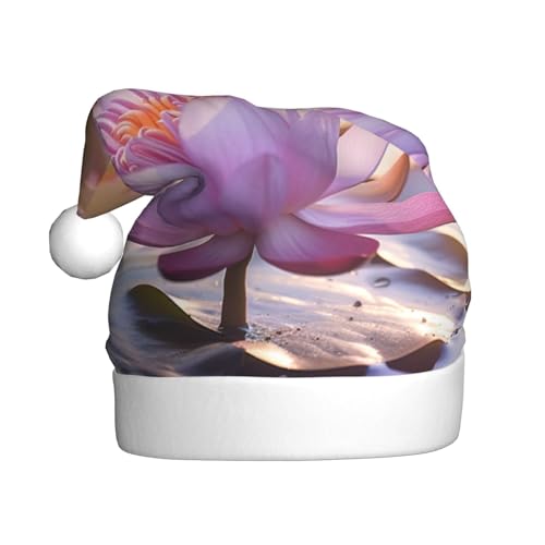 LEVNDIEJ Lotusblüte für Erwachsene, Weihnachtsmütze, Unisex, Weihnachtsmütze für Neujahr, festliche Party von LEVNDIEJ