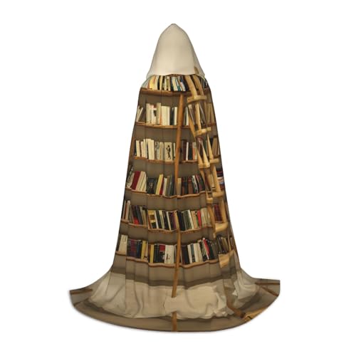 LEVNDIEJ Lustige Bücherregal-Kollektion, Leiter-Druck, Kapuzenumhang für Damen und Herren, Bademantel, Mittelalter-Kostüm, Umhang, Halloween, Cosplay, Schwarz, S LEVNDIEJ Lustige Bücherregal-Kollektion, Leiter-Druck, Kapuzenumhang für Damen und Herren, Bademantel, Mittelalter-Kostüm, Umhang, Halloween, Cosplay, Schwarz, S von LEVNDIEJ