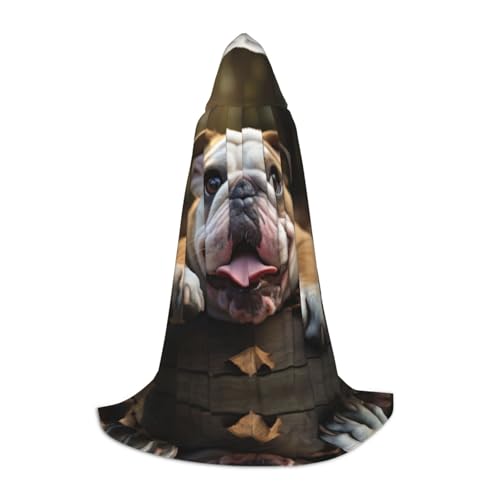 LEVNDIEJ Lustiger Kapuzenumhang mit englischer Bulldogge für Damen und Herren, Mittelalter-Kostüm, Umhang für Halloween, Maskerade, Cosplay, Schwarz, Large LEVNDIEJ Lustiger Kapuzenumhang mit englischer Bulldogge für Damen und Herren, Mittelalter-Kostüm, Umhang für Halloween, Maskerade, Cosplay, Schwarz, Large von LEVNDIEJ