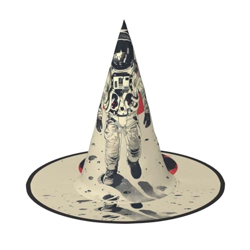 LEVNDIEJ Mond-Astronauten-Druck, Halloween, Hexenhut, Hexenkostüm, Damen, Cosplay, Party, Zaubererhut, Zubehör für Frauen LEVNDIEJ Mond-Astronauten-Druck, Halloween, Hexenhut, Hexenkostüm, Damen, Cosplay, Party, Zaubererhut, Zubehör für Frauen von LEVNDIEJ