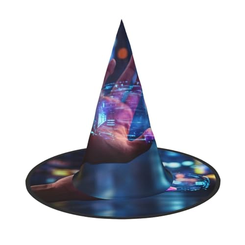 LEVNDIEJ Neon HD Handabdruck Halloween Hexenhut Hexenkostüm Frauen Cosplay Party Zauberer Hut Zubehör für Frauen von LEVNDIEJ