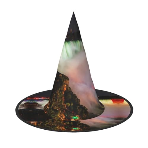 LEVNDIEJ Niagarafälle Druck Halloween Hexenhut Hexen Kostüm Frauen Cosplay Party Zauberer Hut Zubehör für Frauen von LEVNDIEJ