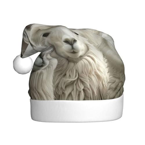 LEVNDIEJ Niedliche Lama-Weihnachtsmannmütze, Erwachsene, Weihnachtsmütze, Feiertag für Unisex, Weihnachtsmütze für Neujahr, festliche Party von LEVNDIEJ