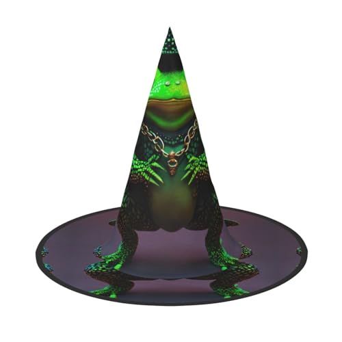 LEVNDIEJ Niedlicher Frosch-Druck, Halloween-Hexenhut, Hexenkostüm, Damen, Cosplay, Party, Zaubererhut, Zubehör für Frauen LEVNDIEJ Niedlicher Frosch-Druck, Halloween-Hexenhut, Hexenkostüm, Damen, Cosplay, Party, Zaubererhut, Zubehör für Frauen von LEVNDIEJ