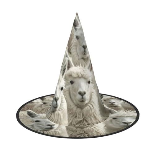 LEVNDIEJ Niedlicher Lama-Druck, Halloween-Hexenhut, Hexenkostüm, Damen, Cosplay, Party, Zaubererhut, Zubehör für Frauen LEVNDIEJ Niedlicher Lama-Druck, Halloween-Hexenhut, Hexenkostüm, Damen, Cosplay, Party, Zaubererhut, Zubehör für Frauen von LEVNDIEJ