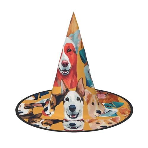 LEVNDIEJ Niedlicher Mops-Hunde-Druck, Halloween-Hexenhut, Hexenkostüm, Damen, Cosplay, Party, Zaubererhut, Zubehör für Frauen LEVNDIEJ Niedlicher Mops-Hunde-Druck, Halloween-Hexenhut, Hexenkostüm, Damen, Cosplay, Party, Zaubererhut, Zubehör für Frauen von LEVNDIEJ