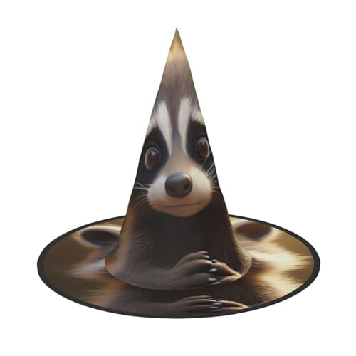 LEVNDIEJ Niedlicher Waschbär-Druck, Halloween-Hexenhut, Hexenkostüm, Damen, Cosplay, Party, Zaubererhut, Zubehör für Frauen LEVNDIEJ Niedlicher Waschbär-Druck, Halloween-Hexenhut, Hexenkostüm, Damen, Cosplay, Party, Zaubererhut, Zubehör für Frauen von LEVNDIEJ