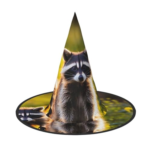 LEVNDIEJ Niedlicher Waschbär-Druck, Halloween-Hexenhut, Hexenkostüm, Damen, Cosplay, Party, Zaubererhut, Zubehör für Frauen LEVNDIEJ Niedlicher Waschbär-Druck, Halloween-Hexenhut, Hexenkostüm, Damen, Cosplay, Party, Zaubererhut, Zubehör für Frauen von LEVNDIEJ