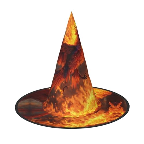 LEVNDIEJ Phoenix Print Halloween Hexenhut Hexenkostüm Frauen Cosplay Party Zauberer Hut Zubehör für Frauen von LEVNDIEJ