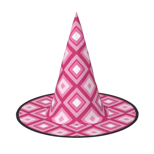 LEVNDIEJ Rosa Diamantmuster Druck Halloween Hexenhut Hexenkostüm Frauen Cosplay Party Zauberer Hut Zubehör für Frauen LEVNDIEJ Rosa Diamantmuster Druck Halloween Hexenhut Hexenkostüm Frauen Cosplay Party Zauberer Hut Zubehör für Frauen von LEVNDIEJ