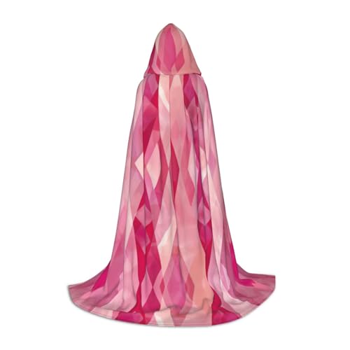 LEVNDIEJ Rosafarbener Kapuzenumhang mit Rautenmuster für Damen und Herren, Mittelalter-Kostüm, Umhang für Halloween, Maskerade, Cosplay, Schwarz, Large von LEVNDIEJ