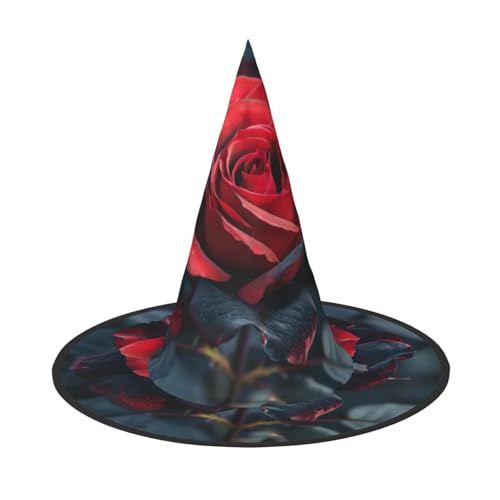 LEVNDIEJ Rote und schwarze Rose Druck Halloween Hexenhut Hexenkostüm Frauen Cosplay Party Zauberer Hut Zubehör für Frauen LEVNDIEJ Rote und schwarze Rose Druck Halloween Hexenhut Hexenkostüm Frauen Cosplay Party Zauberer Hut Zubehör für Frauen von LEVNDIEJ