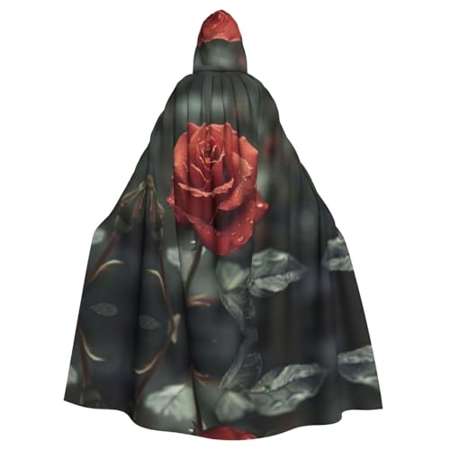 LEVNDIEJ Roter Rosen-Umhang für Halloween, Kapuzenumhang für Männer und Frauen, Cosplay, Mittelalterliche Robe, Maskerade-Kostüm von LEVNDIEJ