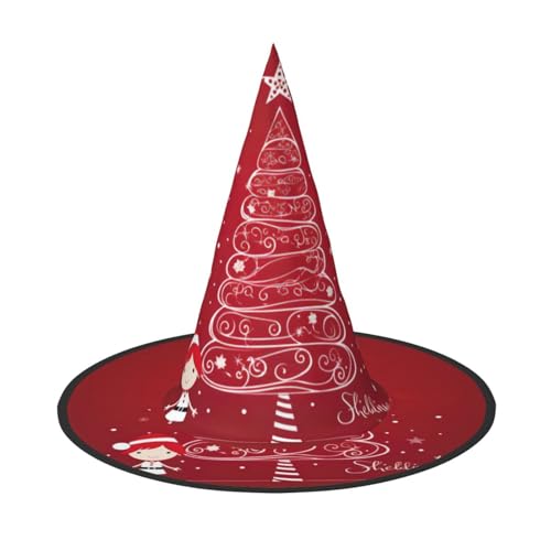 LEVNDIEJ Roter Weihnachtsbaum-Druck, Halloween, Hexenhut, Hexenkostüm, Damen, Cosplay, Party, Zaubererhut, Zubehör für Frauen LEVNDIEJ Roter Weihnachtsbaum-Druck, Halloween, Hexenhut, Hexenkostüm, Damen, Cosplay, Party, Zaubererhut, Zubehör für Frauen von LEVNDIEJ