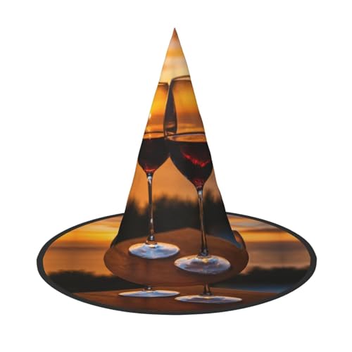 LEVNDIEJ Rotwein-Druck Halloween Hexenhut Hexenkostüm Frauen Cosplay Party Zauberer Hut Zubehör für Frauen LEVNDIEJ Rotwein-Druck Halloween Hexenhut Hexenkostüm Frauen Cosplay Party Zauberer Hut Zubehör für Frauen von LEVNDIEJ