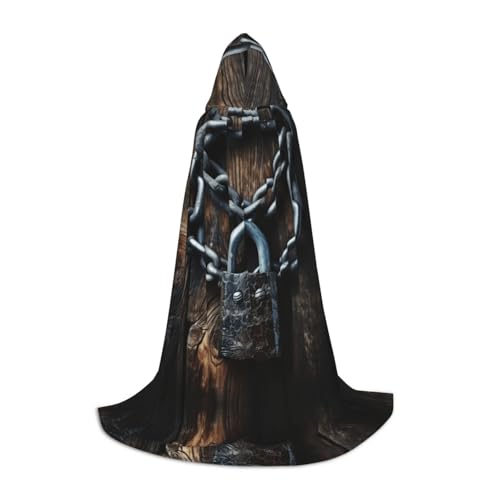 LEVNDIEJ Rustikaler antiker Holztür-Umhang mit Kapuze für Damen und Herren, Bademantel, Mittelalter-Kostüm, Umhang, Halloween, Maskerade, Cosplay, Schwarz, L LEVNDIEJ Rustikaler antiker Holztür-Umhang mit Kapuze für Damen und Herren, Bademantel, Mittelalter-Kostüm, Umhang, Halloween, Maskerade, Cosplay, Schwarz, L von LEVNDIEJ