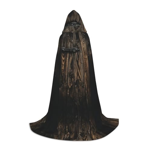 LEVNDIEJ Rustikaler antiker Holztür-Umhang mit Kapuze für Damen und Herren, Bademantel, Mittelalter-Kostüm, Umhang, Halloween, Maskerade, Cosplay, Schwarz, S LEVNDIEJ Rustikaler antiker Holztür-Umhang mit Kapuze für Damen und Herren, Bademantel, Mittelalter-Kostüm, Umhang, Halloween, Maskerade, Cosplay, Schwarz, S von LEVNDIEJ