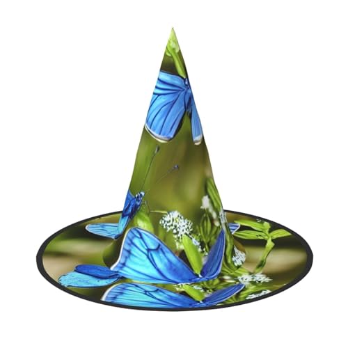 LEVNDIEJ Schmetterlinge und Blüten Druck Halloween Hexenhut Hexenkostüm Frauen Cosplay Party Zauberer Hut Zubehör für Frauen LEVNDIEJ Schmetterlinge und Blüten Druck Halloween Hexenhut Hexenkostüm Frauen Cosplay Party Zauberer Hut Zubehör für Frauen von LEVNDIEJ