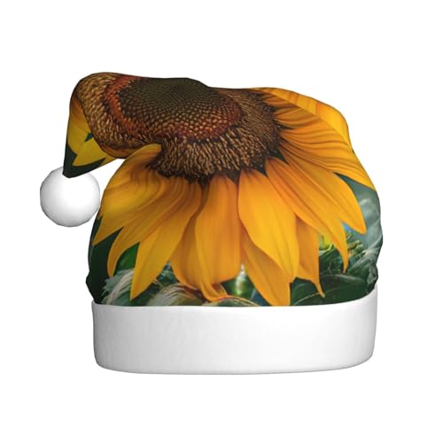 LEVNDIEJ Schöne Sonnenblumen-Weihnachtsmannmütze, Erwachsene, Weihnachtsmütze, Urlaub für Unisex, Weihnachtsmütze für Neujahrsparty von LEVNDIEJ