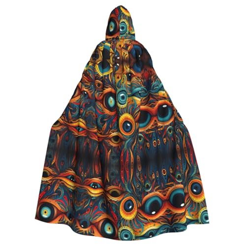 LEVNDIEJ Umhang mit 2 Augen für Halloween, Kapuzenumhang für Männer und Frauen, Cosplay, Mittelalterliche Robe, Maskerade, Kostüm, Schwarz von LEVNDIEJ