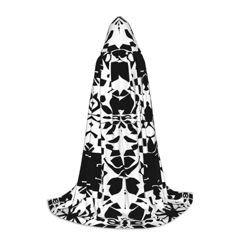 LEVNDIEJ Umhang mit Kapuze für Damen und Herren, Mittelalter-Kostüm, Umhang für Halloween, Maskerade, Schwarz und Weiß, Schwarz, S von LEVNDIEJ