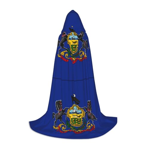 LEVNDIEJ Umhang mit Kapuze für Damen und Herren, Motiv: Pennsylvania, Staatsflagge, Mittelalter-Kostüm, Umhang, Halloween, Maskerade, Cosplay, Schwarz, L LEVNDIEJ Umhang mit Kapuze für Damen und Herren, Motiv: Pennsylvania, Staatsflagge, Mittelalter-Kostüm, Umhang, Halloween, Maskerade, Cosplay, Schwarz, L von LEVNDIEJ