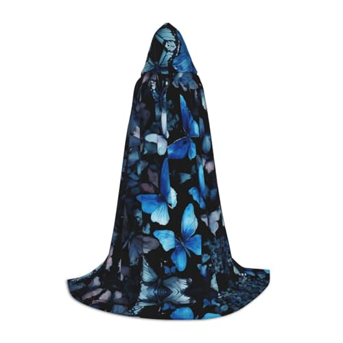 LEVNDIEJ Umhang mit Kapuze für Damen und Herren, Motiv: blaue Schmetterlinge, weiße Blumen, Mittelalter-Kostüm, Umhang für Halloween, Cosplay, Schwarz, M LEVNDIEJ Umhang mit Kapuze für Damen und Herren, Motiv: blaue Schmetterlinge, weiße Blumen, Mittelalter-Kostüm, Umhang für Halloween, Cosplay, Schwarz, M von LEVNDIEJ