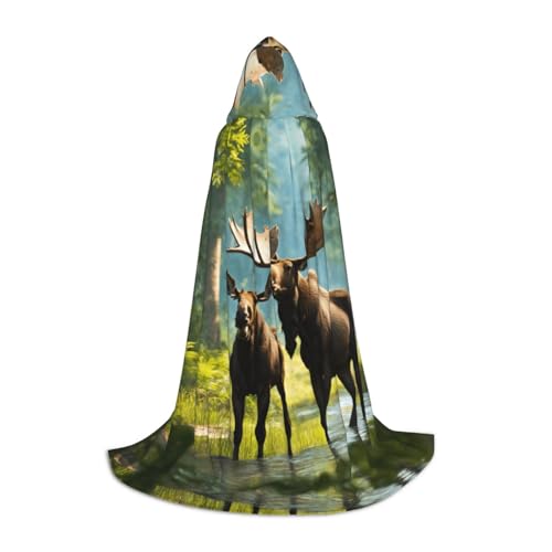 LEVNDIEJ Umhang mit Kapuze und Hirschbär, Elch, für Damen und Herren, Mittelalter-Kostüm, Umhang für Halloween, Maskerade, Cosplay, Schwarz, Small LEVNDIEJ Umhang mit Kapuze und Hirschbär, Elch, für Damen und Herren, Mittelalter-Kostüm, Umhang für Halloween, Maskerade, Cosplay, Schwarz, Small von LEVNDIEJ
