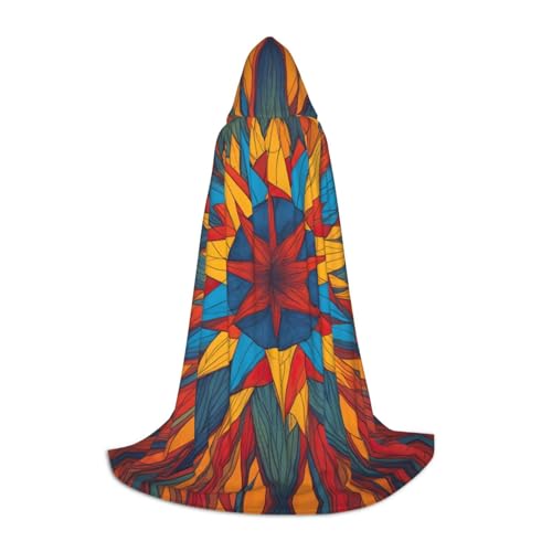LEVNDIEJ Umhang mit Kapuze und buntem Sternendruck für Damen und Herren, Mittelalter-Kostüm, Umhang für Halloween, Maskerade, Cosplay, Schwarz, Small von LEVNDIEJ