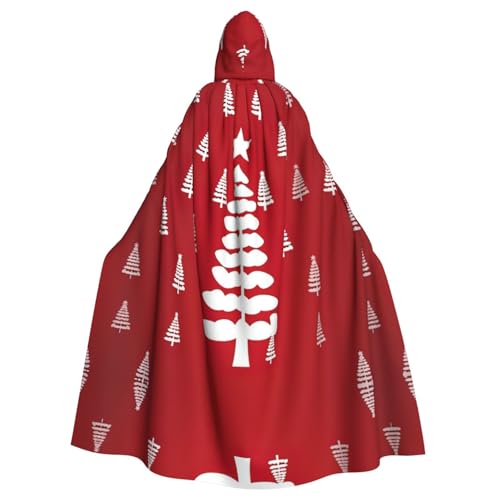 LEVNDIEJ Umhang mit Weihnachtsbaumdruck für Halloween, Kapuzenumhang für Männer und Frauen, Cosplay, Mittelalterliche Roben, Maskerade, Kostüm, Schwarz von LEVNDIEJ