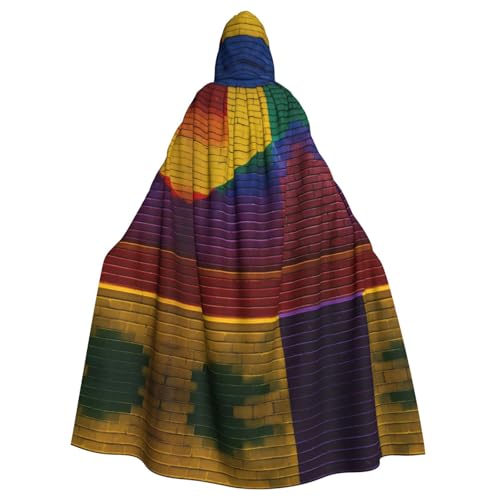 LEVNDIEJ Umhang mit buntem Ziegeldruck für Halloween, Kapuzenumhang für Männer und Frauen, Cosplay, Mittelalter-Robe, Maskerade-Kostüm, schwarz von LEVNDIEJ