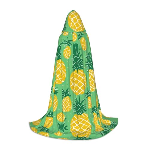 LEVNDIEJ Umhang mit goldenem Ananas-Hintergrund, mit Kapuze für Damen und Herren, Mittelalter-Kostüm, Umhang für Halloween, Maskerade, Schwarz, Large von LEVNDIEJ