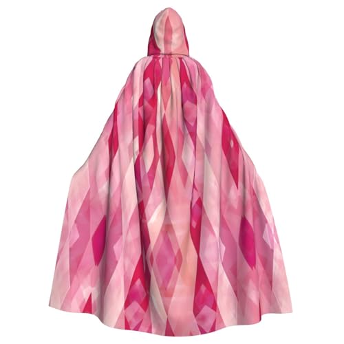 LEVNDIEJ Umhang mit rosa Rautenmuster für Halloween, Kapuzenumhang für Männer und Frauen, Cosplay, Mittelalterliche Roben Maskerade Kostüm von LEVNDIEJ
