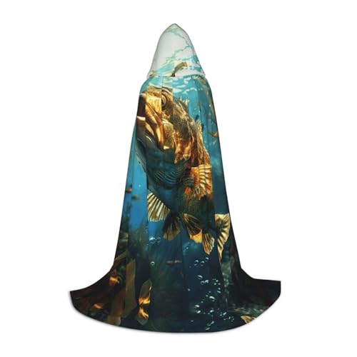 LEVNDIEJ Underwater World Kapuzenumhang mit Fischaufdruck, für Damen und Herren, Mittelalter-Kostüm, Umhang, Halloween, Maskerade, Cosplay, Schwarz, M LEVNDIEJ Underwater World Kapuzenumhang mit Fischaufdruck, für Damen und Herren, Mittelalter-Kostüm, Umhang, Halloween, Maskerade, Cosplay, Schwarz, M von LEVNDIEJ