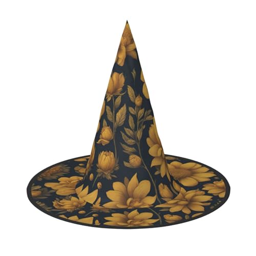 LEVNDIEJ Viele goldene Blumen 1 Druck Halloween Hexenhut Hexen Kostüm Frauen Cosplay Party Zauberer Hut Zubehör für Frauen LEVNDIEJ Viele goldene Blumen 1 Druck Halloween Hexenhut Hexen Kostüm Frauen Cosplay Party Zauberer Hut Zubehör für Frauen von LEVNDIEJ