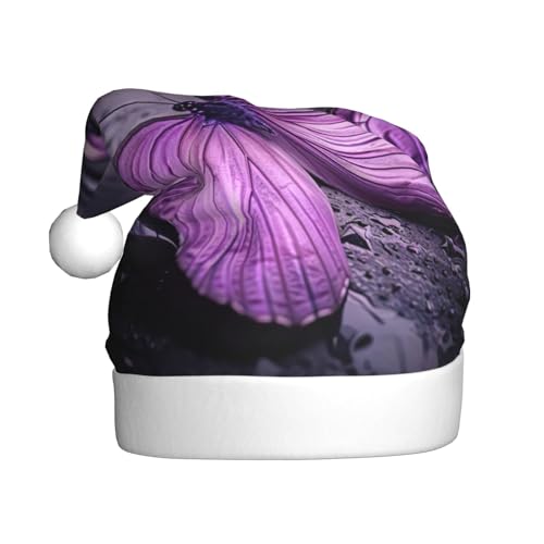 LEVNDIEJ Violette Schmetterlings-Weihnachtsmannmütze, Erwachsene, Weihnachtsmütze, Urlaub für Unisex, Weihnachtsmütze für Neujahrsparty von LEVNDIEJ
