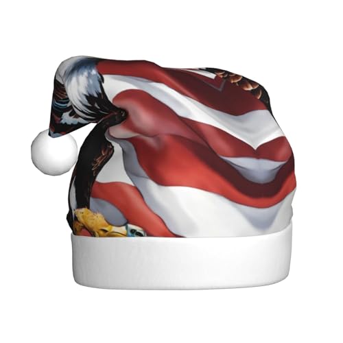 LEVNDIEJ Weihnachtsmütze, Adler mit USA-Flagge, für Erwachsene, Weihnachtsmütze, Urlaub für Unisex, Weihnachtsmütze für Neujahrsparty von LEVNDIEJ