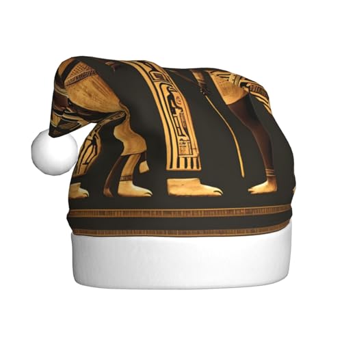 LEVNDIEJ Weihnachtsmütze, alte ägyptische Hieroglyphe, Erwachsene, Weihnachtsmütze, Urlaub für Unisex, Weihnachtsmütze für Neujahr, festliche Party von LEVNDIEJ
