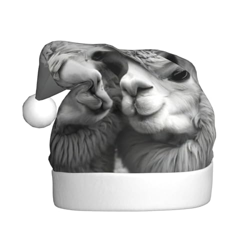 LEVNDIEJ Weihnachtsmütze mit Aufschrift "I Love Alpacas", für Erwachsene, Unisex, Weihnachtsmütze für Neujahr, festliche Party von LEVNDIEJ